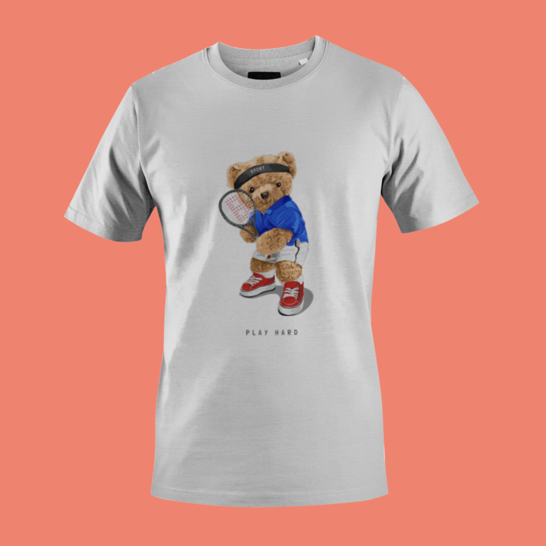 Play Hard Tennis Bear DTF Transfer