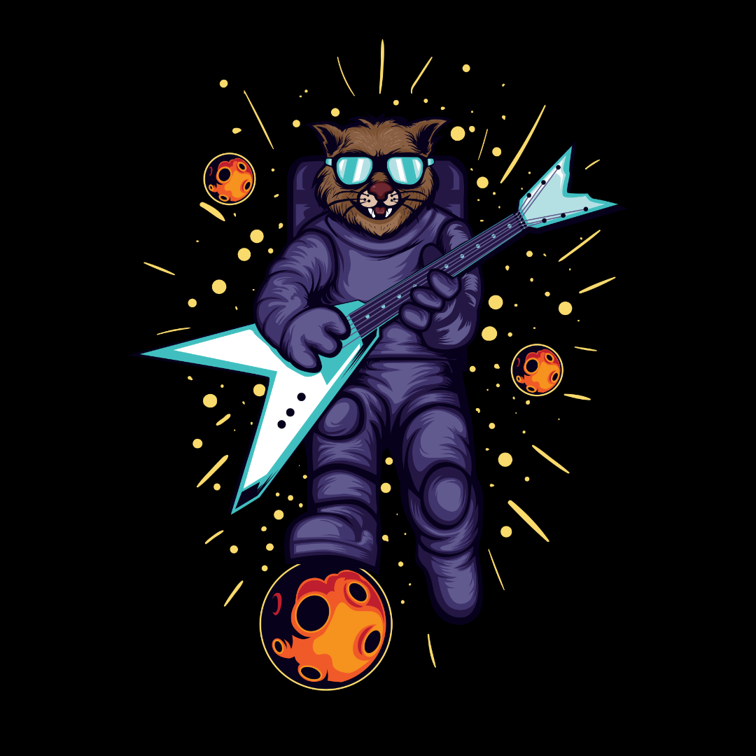 Astro Cat Guitarist DTF Transfer