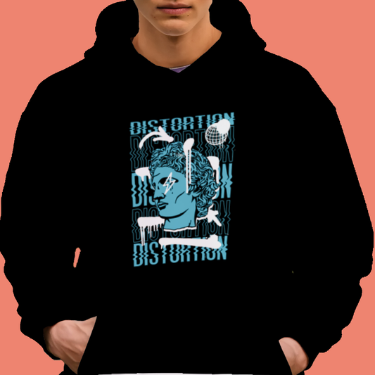 Blue Distortion Bust DTF Transfer