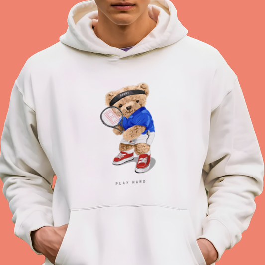 Play Hard Tennis Bear DTF Transfer