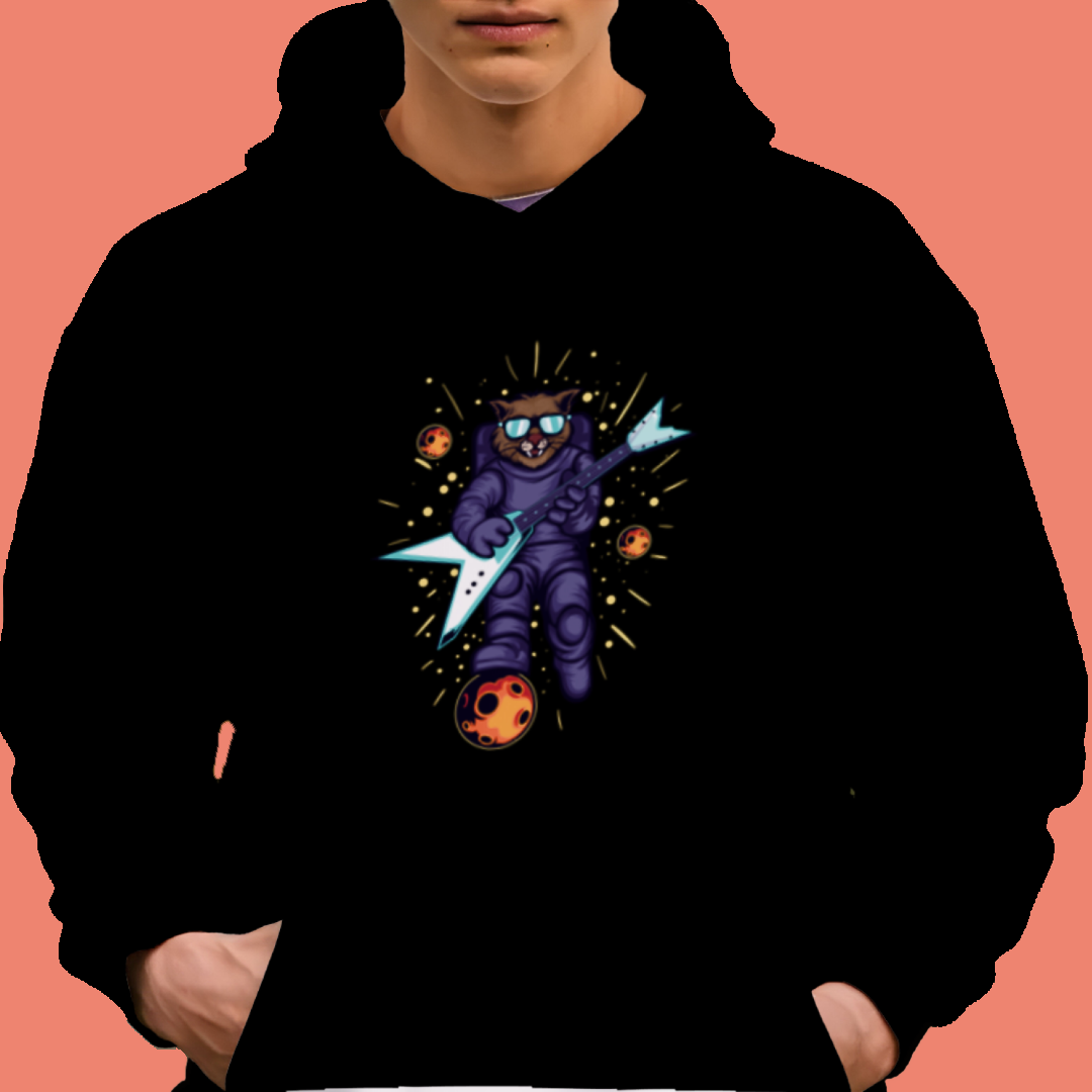 Astro Cat Guitarist DTF Transfer