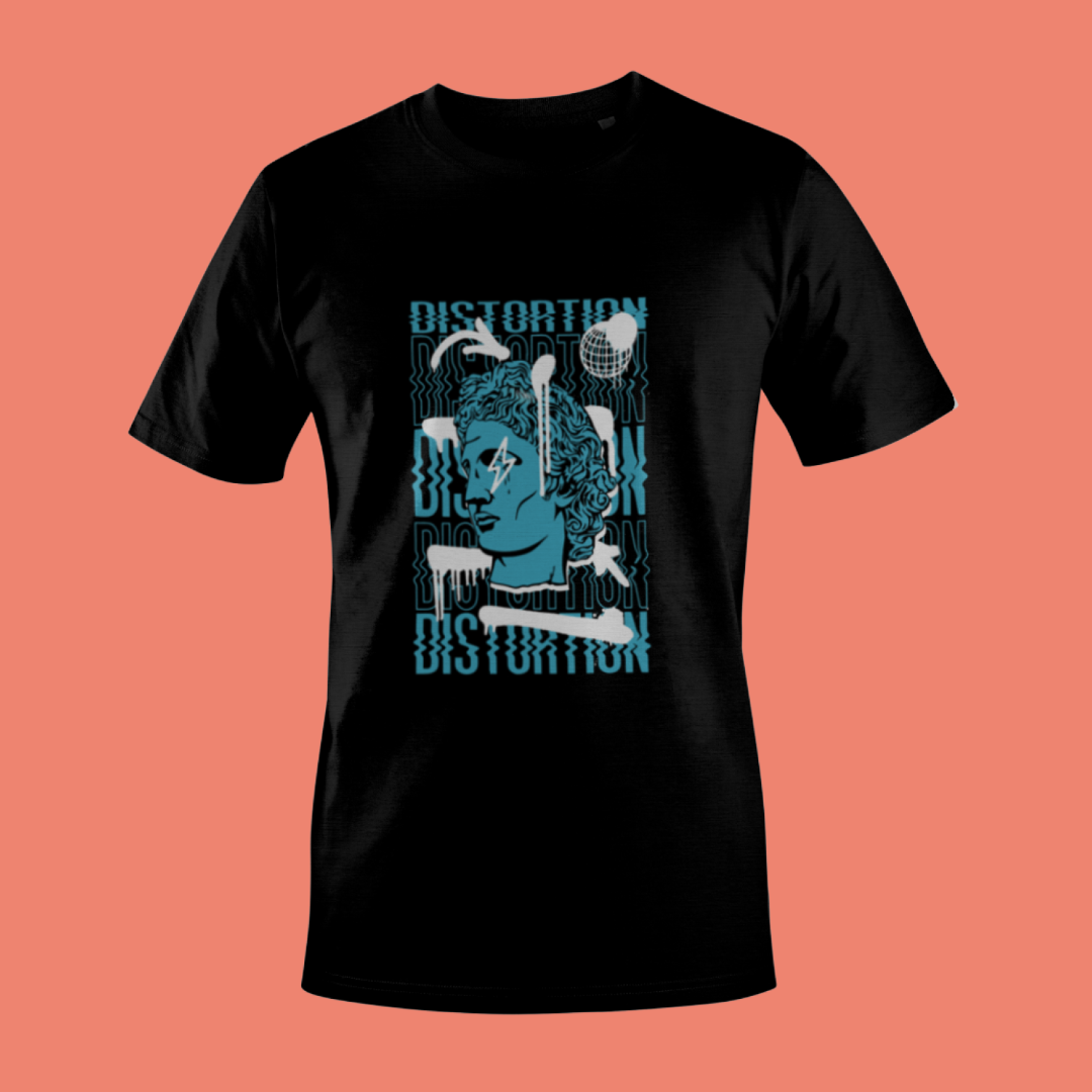 Blue Distortion Bust DTF Transfer