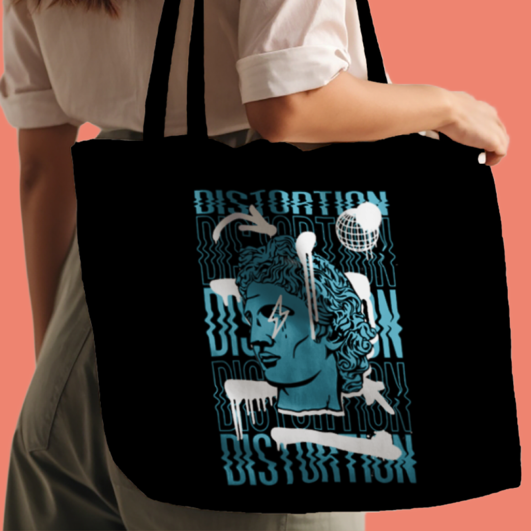 Blue Distortion Bust DTF Transfer