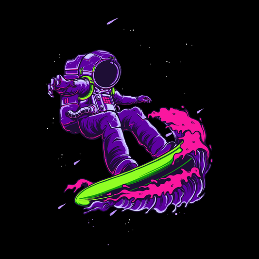 Neon Astronaut Surf DTF Transfer