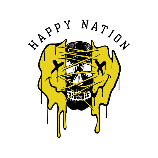 Happy Nation Skull DTF Transfer