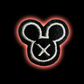 Black X-Mouse iron-on embroidered patch - Patch-Up India