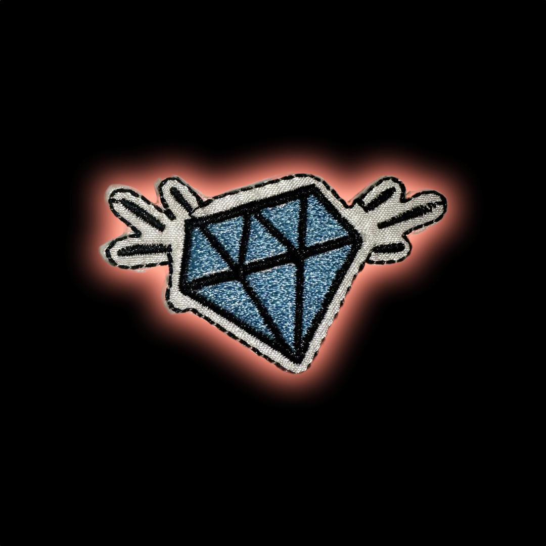Blue Diamond Wings iron-on embroidered patch - Patch-Up India