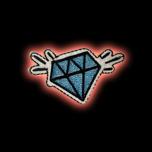 Blue Diamond Wings iron-on embroidered patch - Patch-Up India