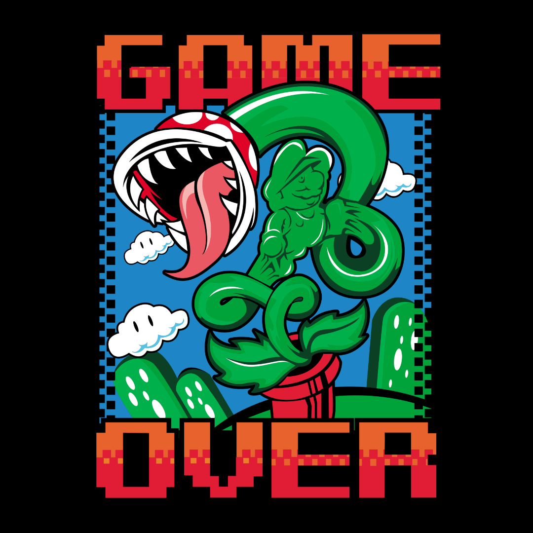 Game Over Pixel Plant DTF Transfer