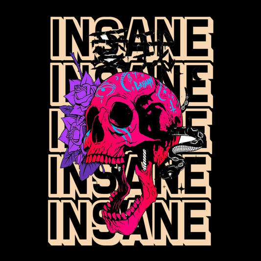 Neon Skull Insanity DTF Transfer