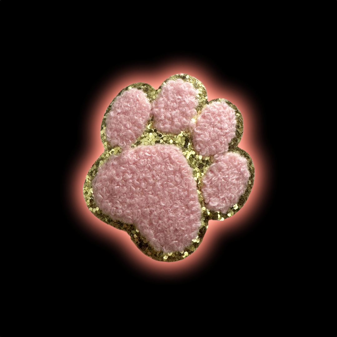 Pink Paw Plush iron-on embroidered patch - Patch-Up India