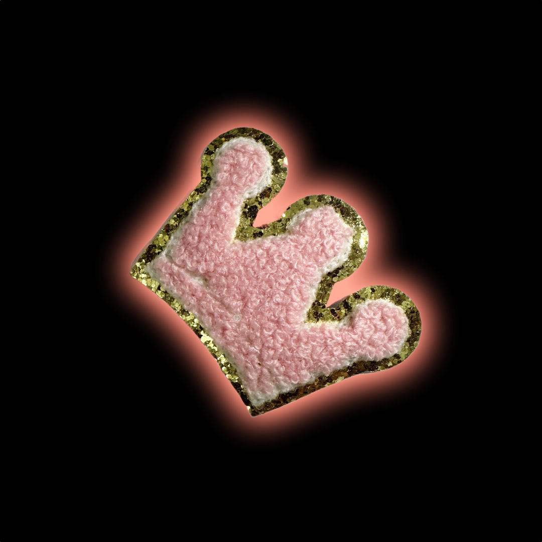 Pink Plush Crown iron-on embroidered patch - Patch-Up India