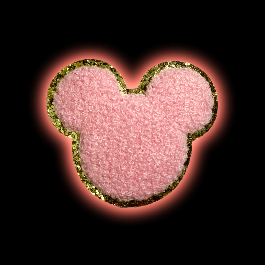Pink Plush Mouse Ears iron-on embroidered patch - Patch-Up India